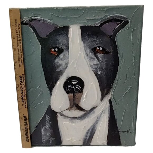Pit Bull Terrier Dog Painting On Canvas Home Decor Animal Fun - Picture 4 of 7